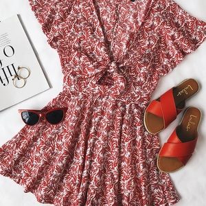 Dondi Red and White Print Romper